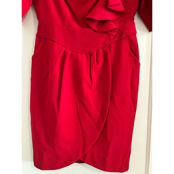 Signature by Robbie Bee Red Ruffle Sheath Dress Size 10P - Picture 4 of 13